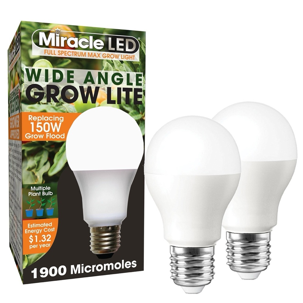 2 Pack Miracle LED Full Spectrum Max Grow Light Bulb for Plants